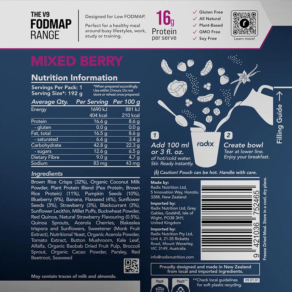 Fodmap Breakfast - Mixed Berry / 400 kcal (1 Serving)