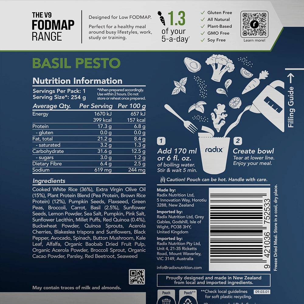 FODMAP Meals - Basil Pesto / 400 Kcal (1 Serving)