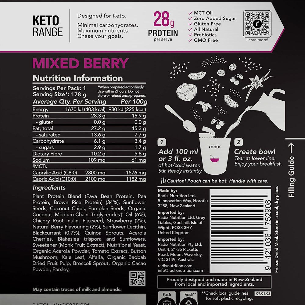 Keto Breakfast - Mixed Berry / 400 kcal (8 Pack)
