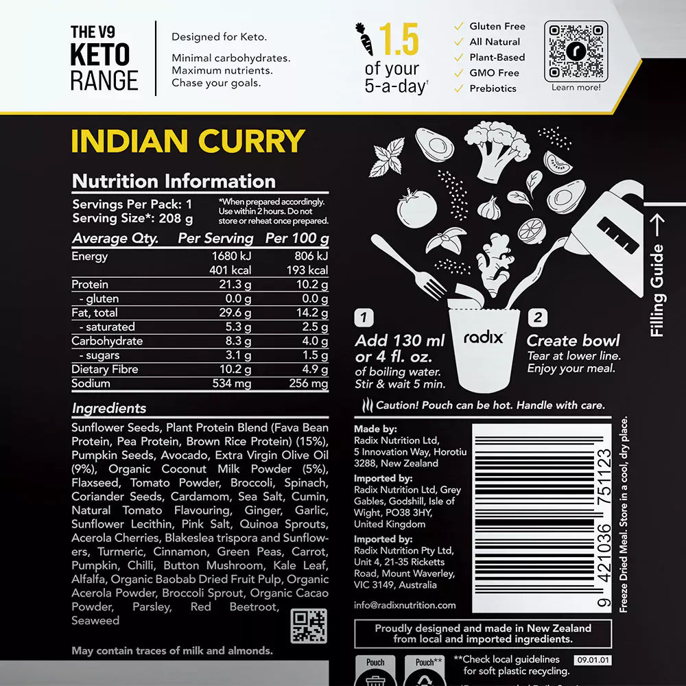 Keto Meal - Indian Curry / 400 kcal (8 Pack)