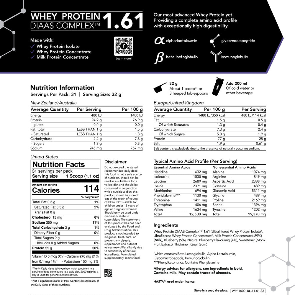 Whey DIAAS Complex 1.61 - Blueberry / 1kg Bag