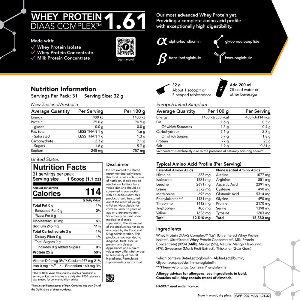 Whey DIAAS Complex 1.61 - Mango / 1kg Bag